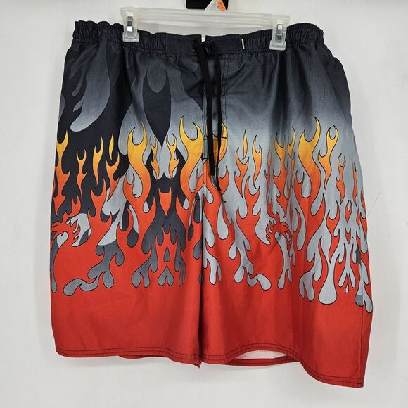 Vintage SideOut Board Shorts Mens Extra Large Dragon Flames Swim Trunks Y2K XL - Picture 1 of 8